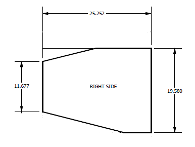 Technical drawing of a geometric shape with dimensions