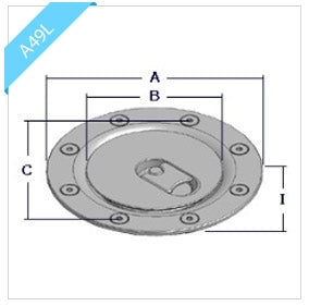 Newton Flush Cap A49L CAD rendition of dimensions (see details below)