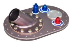 Multi location 6X10, aluminum fill plate with 2.25" 45 degree remote fill valve, one -8 pickup,